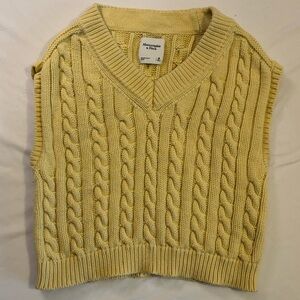 Abercrombie & Fitch Yellow Chunky Knit Sweater Vest